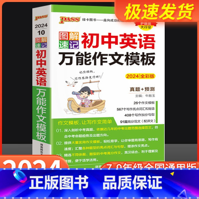 [共2本]语文+英语 万能作文模板 初中通用 [正版]2024图解速记 初中英语作文模板 七八九年级中考同步写作高分范文