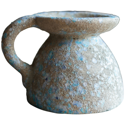 美帮汇古典做旧花盆插花器红陶透气镂蓝粗陶陶盆花瓶花园杂货装饰