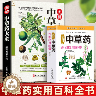 [醉染正版]2册中草药大全图鉴+常用中草药识别应用图谱全彩草药实图拍摄中草药大全中医书中医养生速查全图解中草药中药书籍养