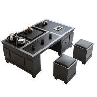 戴劲 火烧石功夫茶几茶桌椅组合茶具一体套装茶台一键上水 1.3米宝马灰