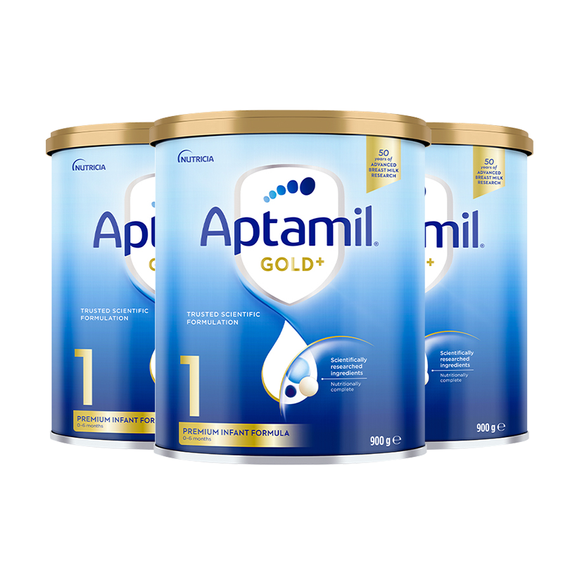 新效期-3罐装保税发 Aptamil澳洲爱他美金装奶粉1段900g/罐装 0-6个月宝宝牛奶粉进口婴幼儿一段奶粉新旧随机