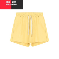 YIBUSHENG设计感卷边休闲运动裤女装季松紧腰抽绳直筒裤阔腿短裤