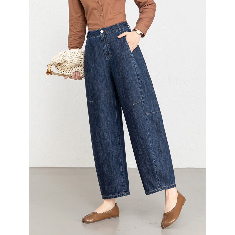 20266夏季新款莱赛尔汉麻裤女高腰宽松香蕉牛仔九分裤