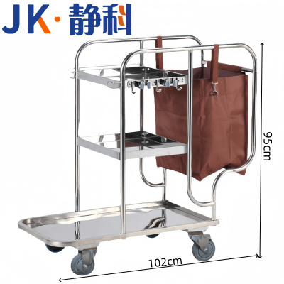 静科清洁手推车草布车收纳车不锈钢个