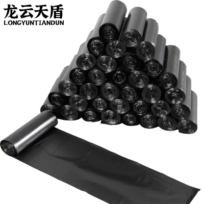 龙云天盾平口垃圾袋100只黑色45*50cm大号加厚家用厨房餐厅塑料袋一次性塑料袋