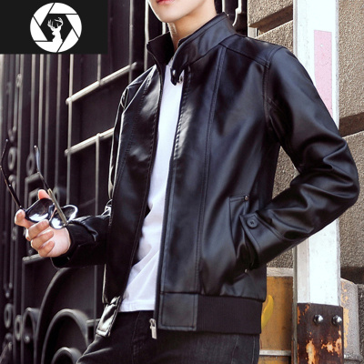 HongZun男士皮衣2020新款休闲外套韩版潮流修身帅气春秋季机车服夹克男装皮衣