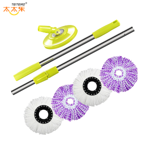 太太乐 不锈钢 旋转拖把杆带拖把盘 旋转拖把配件 耐用旋转拖把替换地拖配件TTL6822 加强杆+托盘+2个拖头
