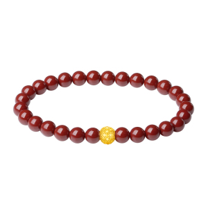 鑫铂尼足金紫金砂朱砂手链珠宝时尚本命年护身符转运珠手串情侣女款送妈妈母亲生日礼物送老婆媳妇 足金紫金砂手串+品牌限定豪华礼盒