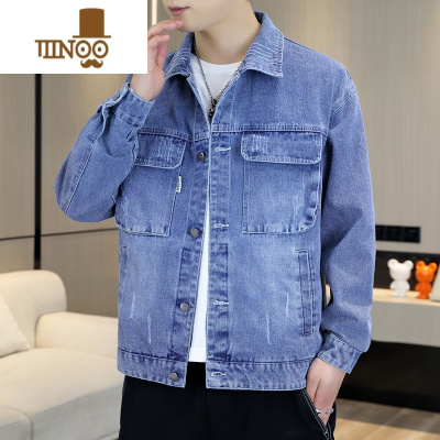 YANXU感痞帅牛仔夹克男2023年秋季新款潮流宽松百搭休闲翻领男外套