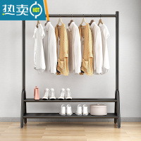 敬平加厚晾衣架落地卧室内挂衣杆家用折叠伸缩隐形凉晒藏置物衣帽架子 纳米黑双板长150高160CM