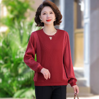 中老年妈妈装50岁长袖衬衣圆领套头中年衣服春装40岁小衫女上衣女