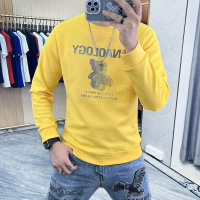 秋冬新款欧货卫衣男上衣圆领长袖打底衫小熊烫钻套头衣服潮流_1