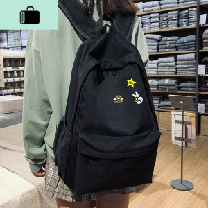 初中学生书包女韩版百搭森系大容量潮高中生双肩包男黑色校园背包NEW LAKE