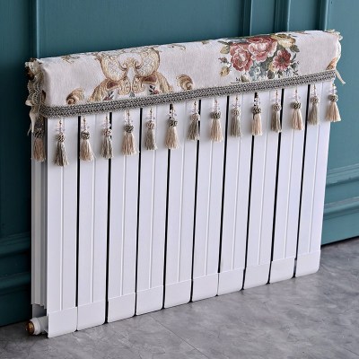 欧式暖气片罩装饰罩子布艺防尘套老式遮挡盖布遮挡帘保护套 流光四溢米黄色 长度40cm*厚度10cm*高度(含穗)20cm