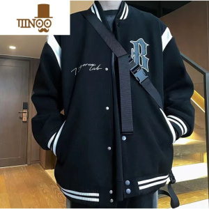 YANXU美式复古棒球服男秋季新款潮牌刺绣拼接撞色夹克情侣休闲百搭外套