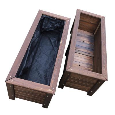 古达木花箱户外庭院碳化木种植箱特大号正方形木头质花盆种树盆圆头加固80*80*70大