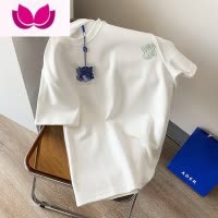 七斓国潮白色短袖t恤女夏季美式复古宽松韩版潮oversize上衣