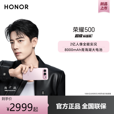 [手机]荣耀500 16GB+512GB 曜石黑 MEY-AN00 双卡 全网通版手机 2亿人像全能实况 第四代骁龙8s 8000mAh青海湖大电池 5G手机 X