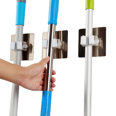 嘉莱净免打孔单扣拖把架挂钩卫生间粘钩浴室扫把挂架-1个装