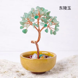 维诺亚黄紫粉水晶桃花树饰品生日礼物陶瓷可爱家居客厅办公礼品摆件