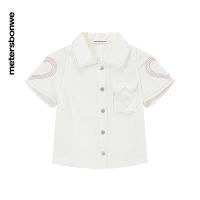 [1件3折价:69]美特斯邦威白色短袖衬衫女百搭夏季时尚心形车线女士上衣