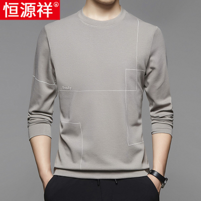 恒源祥卫衣男2024新款春秋季圆领长袖t恤中年休闲打底衫体恤上衣