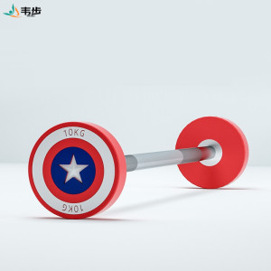 韦步一体式固定包胶小杠铃圆头不松动1.2米直杆曲杆二头肌跳操举重配套器材PU固定式小杠铃