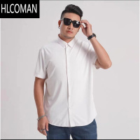 HLCOMAN冰丝凉感男士短袖衬衫夏季高级感免烫衬衣休闲大码白色衣服