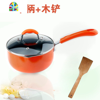 迷你婴儿煮粥宝宝辅食奶锅16cm20电磁炉不粘煮面汤锅小锅锅具 FENGHOU 16cm单柄+木铲