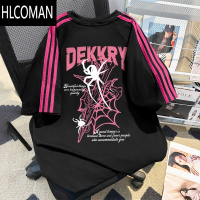 HLCOMAN美式高街蜘蛛印花t恤短袖男女款夏季ins潮牌半袖情侣上衣