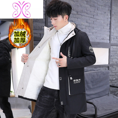 YUANSU男士夹克中长款2020新款秋冬季加绒加厚风衣韩版潮流帅气休闲外套风衣