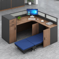 易企采 单人位 带午休折叠床办公桌大尺寸卡位职员屏风工位桌