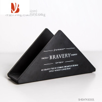 三维工匠轻奢立式餐巾纸夹北欧ins西餐厅咖啡厅酒店收纳纸巾盒三角纸巾架 立式纸巾架-黑色[酒店餐桌装饰]