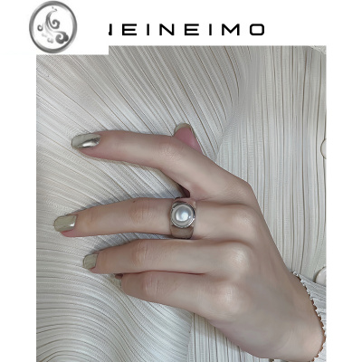 JiMi“温柔也可以超有力量”珍珠小众高级日单日杂款复古银戒指