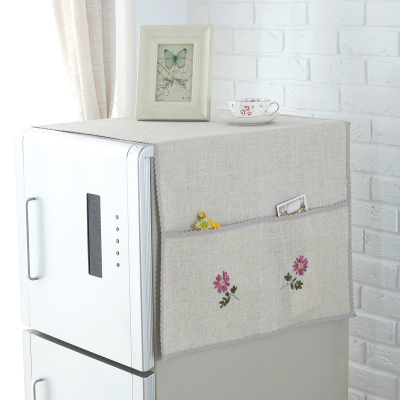 美帮汇绣花双对开冰箱盖布布艺单开防尘罩盖巾双开冰柜洗衣机帘