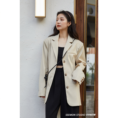 语娄夕蒙春秋西服上衣网红小个子韩版设计感小众港风小西装休闲外套女2021西装