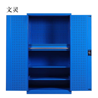 文灵工具柜加厚铁皮储物柜工厂车间用带抽屉汽修多功能收纳柜通门内一抽柜蓝色