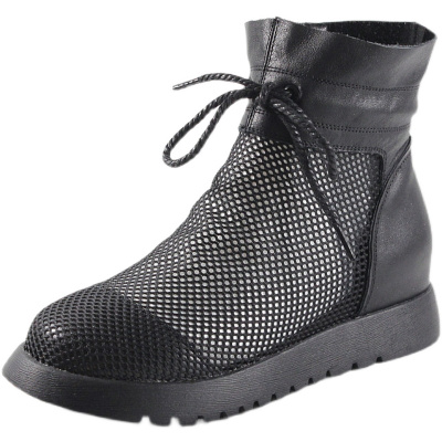 Ideamini2021夏季女薄款马丁靴平底网眼短靴皮潮凉鞋软底英伦风网纱靴子黑色尺码齐全拍下备注平时所穿尺码