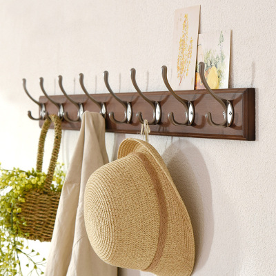 墙上衣帽架置物架挂钩家用壁挂式实木挂衣架玄关卧室挂衣服的架子