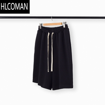 HLCOMAN宽松休闲运动五分裤加厚毛圈卫裤纯色情侣短裤男女夏季