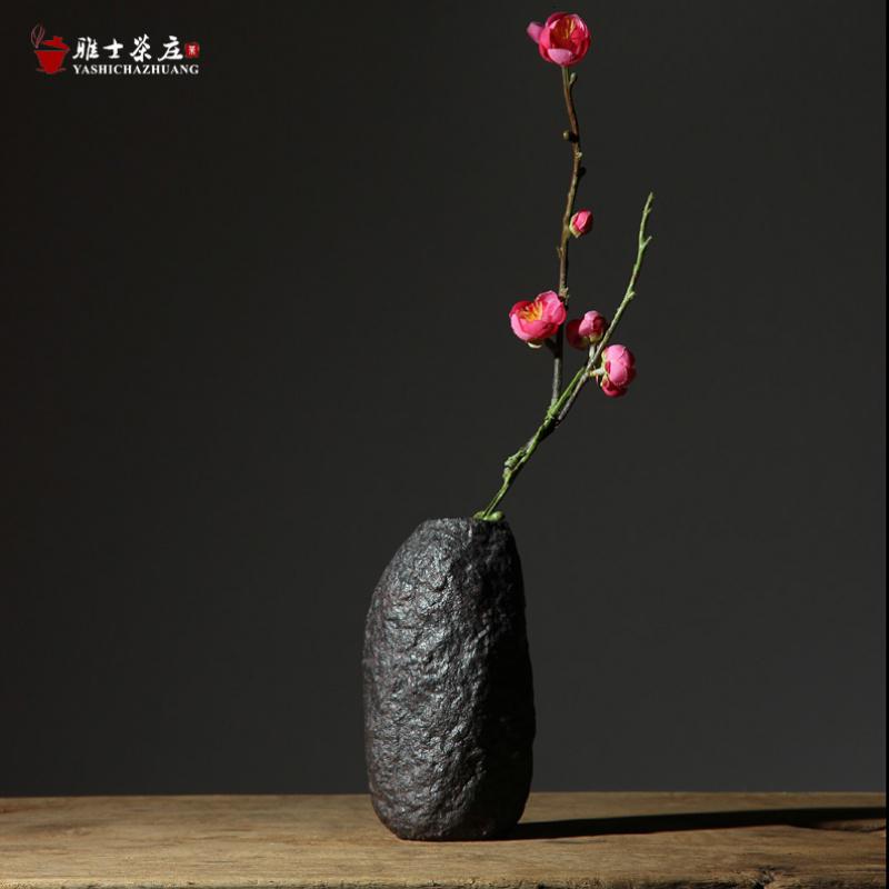 日式粗陶花瓶复古手工拙朴花插陶瓷茶具摆件禅意居家装饰陶艺花器 三维工匠 所有款都可以水培,不含花枝哦!