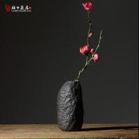 日式粗陶花瓶复古手工拙朴花插陶瓷茶具摆件禅意居家装饰陶艺花器 三维工匠 所有款都可以水培,不含花枝哦!