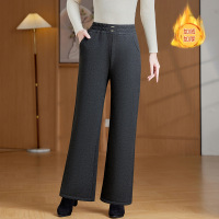 加绒保暖直筒裤子中老年女士休闲女裤妈妈长裤子40-50-60岁松紧腰