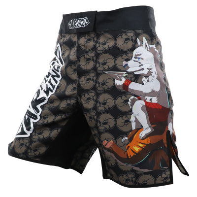 珂卡慕(KEKAMU)男士综合格斗狼散打运动训练裤UFC自由搏击短裤MMA健身泰拳毒液武林风沙滩裤黑色默认颜色XXS码腰围74CM90-110斤