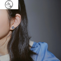 JiMi檀木镶嵌幻彩琉璃耳钉银针耳夹单只原创设计个性潮酷可盐可甜男女