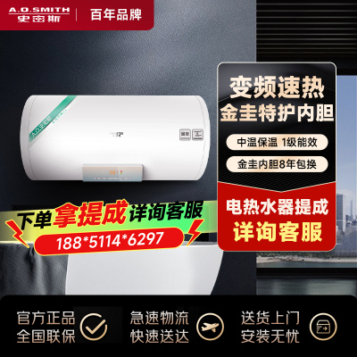 A.O.史密斯佳尼特80升电热水器 金圭内胆8年免费包换 金圭加热棒 1级能效CTE-80AS 储水式