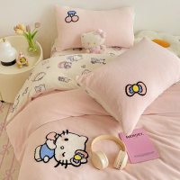 A类加厚牛奶绒四件套卡通高克重防静电加绒被套轻奢风秋冬保暖