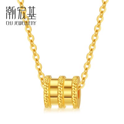 潮宏基小蛮腰黄金项链足金坠链锁骨链套链女计价工费180元MQ