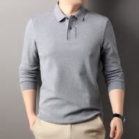 珠地纯棉刺绣男士polo衫春季新款商务休闲翻领长袖T恤男