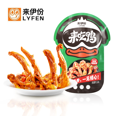 来伊份甜辣味鸭锁骨112g真空小包装卤味即食鸭架鸭肉鸭货休闲零食